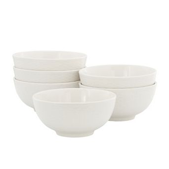 Elama Ophelia 6 pc Stoneware Cereal Bowl Set in White