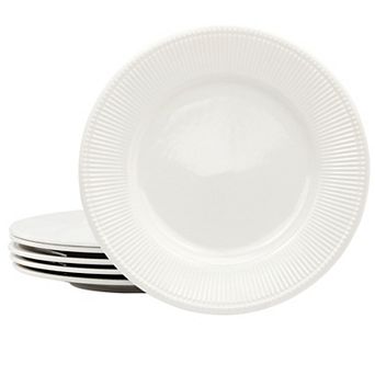 Elama Gretel 6 pc Round Stoneware Dinner Plate Set in White