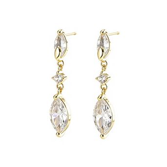 14K Gold Plated CZ Teardrop Dangle Earrings for Women, Wedding Bridal Prom Jewelry