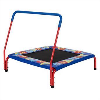 Costway 36" Kids Square Trampoline Indoor Outdoor Rebounder W/Foam Handrail Alphabet Pad