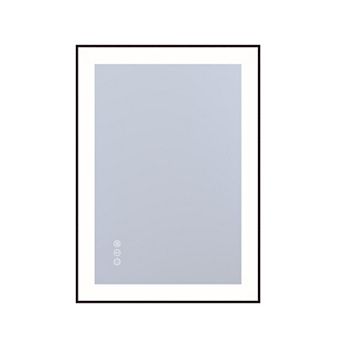 SUMERAIN 20"x28" Square Metal Black Framed LED Bathroom Mirror, 4mm Shatter-Proof Tempered Glass