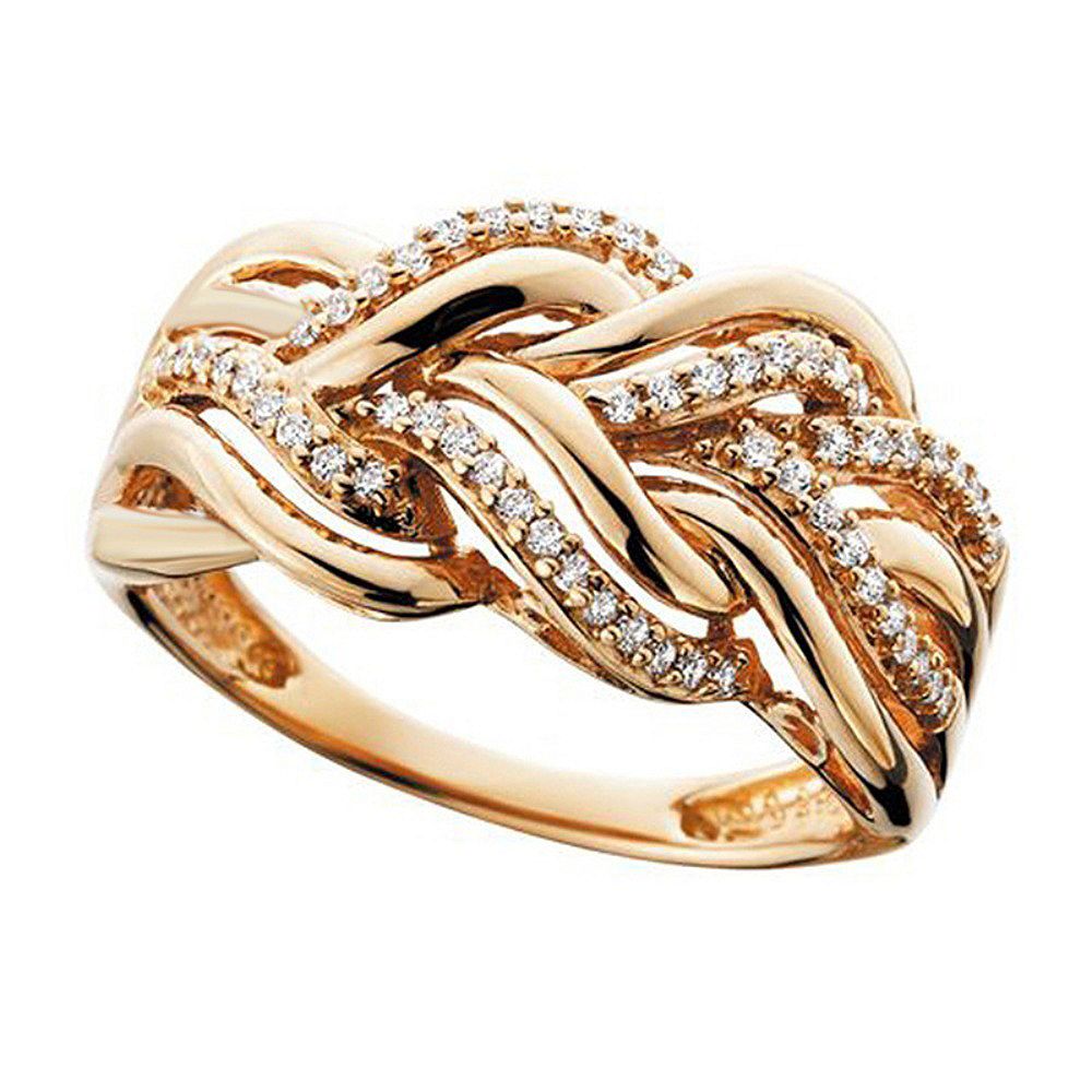 Intertwined Braided Cubic Zirconia Wide Band Ring Twisted Crossover ...