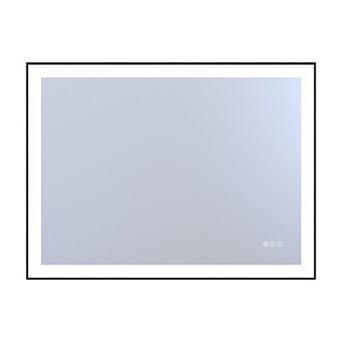 SUMERAIN 40"x30" Square Metal Black Framed LED Bathroom Mirror, 4mm Shatter-Proof Tempered Glass
