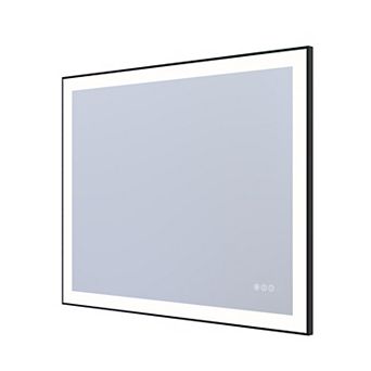 SUMERAIN 40"x32" Square Metal Black Framed LED Bathroom Mirror, 4mm Shatter-Proof Tempered Glass