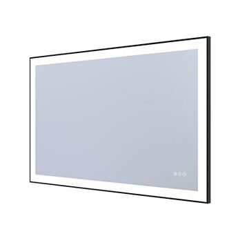 SUMERAIN 48"x30" Square Metal Black Framed LED Bathroom Mirror, 4mm Shatter-Proof Tempered Glass