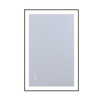 SUMERAIN 24"x36" Square Metal Black Framed LED Bathroom Mirror, 4mm Shatter-Proof Tempered Glass