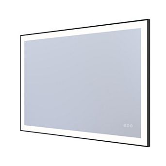 SUMERAIN 48"x32" Square Metal Black Framed LED Bathroom Mirror, 4mm Shatter-Proof Tempered Glass