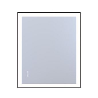 SUMERAIN 30"x36" Square Metal Black Framed LED Bathroom Mirror, 4mm Shatter-Proof Tempered Glass