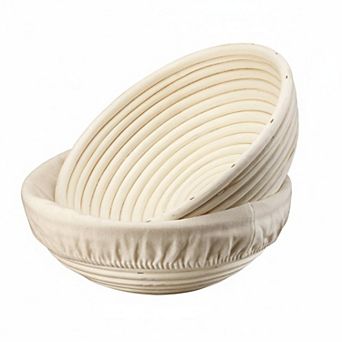 Banneton Bread Proofing Baskets Set of 2 Sourdough Round Handmade Rattan with Liners