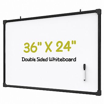 36x24 Inch Double Sided Whiteboard, Aluminum Frame Wall Hanging for Home Office School