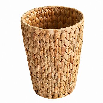 2 Gallon Water Hyacinth Wicker Trash Can Boho Small Space Storage Basket
