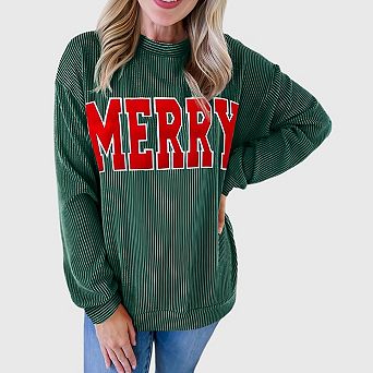 Christmas Sweatshirts for Women Merry Letter Printed Sweater Xmas Pullover
