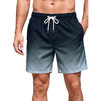 Men's Gradient Print Board Shorts Mesh Lining Swimming Beach