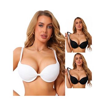 3 Packs Women's Lace Underwire Push Up Bra Adjustable Wide Straps Soft Cup Minimizer