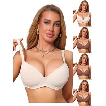 5 Packs Womens Smoothing Underwire Bra Plunge Push Up Supportive Bralette
