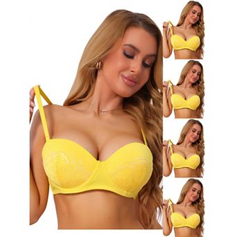 5 Packs Women's Lace Convertible Strapless Underwire Bra Push Up Comfort Everyday Lingerie