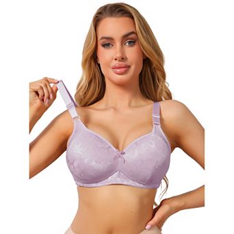 Women's Deep-V Lace Full Coverage Wireless Minimizer Soft Cup Wide Strap Everyday Bras