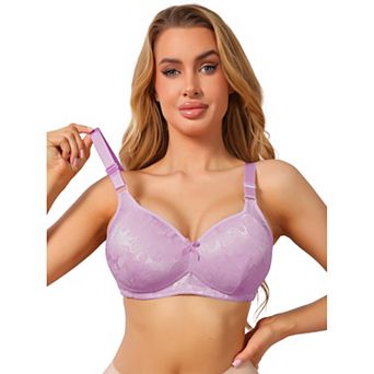 Women's Deep-V Lace Full Coverage Wireless Minimizer Soft Cup Wide Strap Everyday Bras