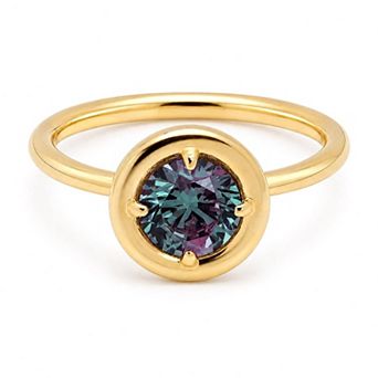 Belinda Jewelz 18k Gold Plated Vermeil Round Solitaire Birthstone Ring