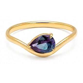 Belinda Jewelz 18k Gold Plated Vermeil Pear-Cut Solitaire Birthstone Ring