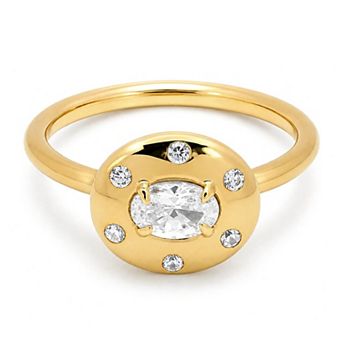 Belinda Jewelz 18k Gold Plated Vermeil Oval Birthstone & Accent Stone Ring
