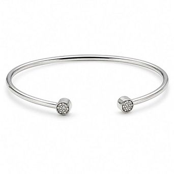 Belinda Jewelz Sterling Silver Pave Open Cuff Bangle Bracelet