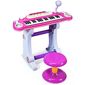Costway 37 Key Electronic Keyboard Kids Toy Piano MP3 Input with Microphone and Stool