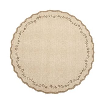 Floral Scalloped Non Slip Washable Area Rug Low Pile Ultra Thin Solid Home Decor Carpet