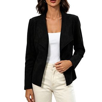 Women Collar Open Front Jacket Long Sleeve Casual Lightweight Outerwear for Daily Wear