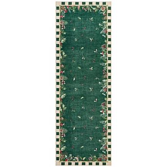 Botanical Christmas Area Rug Soft Non-Slip Machine Washable Foldable Holiday Gift Carpet