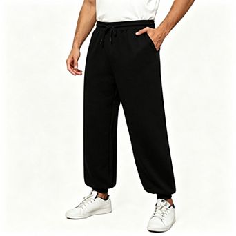 Men's Wide Leg Cuffed Sports Pants Casual Athletic Trousers