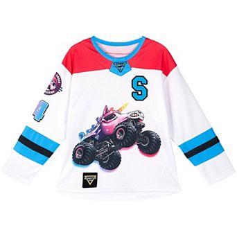 Monster Jam Sparkle Smash Athletic Long Sleeve Hockey Jersey Shirt