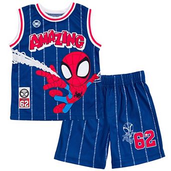 Marvel Spidey and His Amazing Friends 2 pc Basketball Jersey and Shorts Set