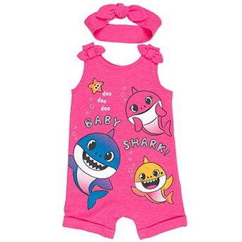 Pinkfong Baby Shark Sleeveless Romper and Headband Set