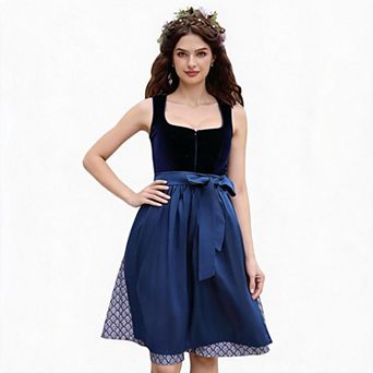 Dirndl Dress Women Oktoberfest Midi Bavarian Costume For Beer Festival Cosplay Party Occasions