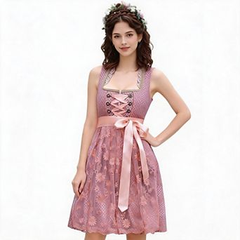 Dirndl Dress Women Oktoberfest Midi Bavarian Costume For Beer Festival Cosplay Themed Party Events