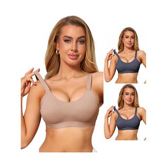 3 Packs Minimizer Bras for Women No Underwire Smoothing Full Coverage Push Up Bralettes