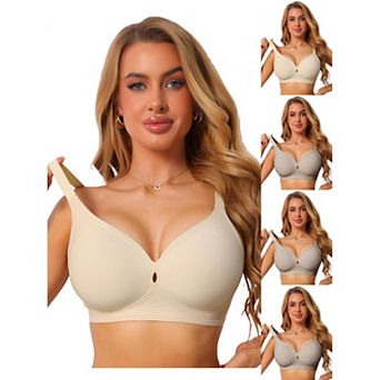 5 Packs Women's Deep V Wide Straps Push Up Soft Support Bra Seamless Wireless Breathable Lingerie