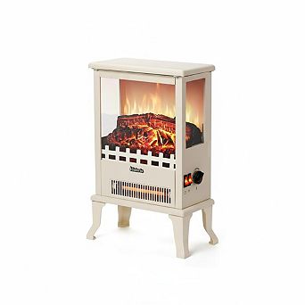 19" Freestanding Electric Fireplace Heater with 3-Sided Tempered Glass, 1500W Infrared