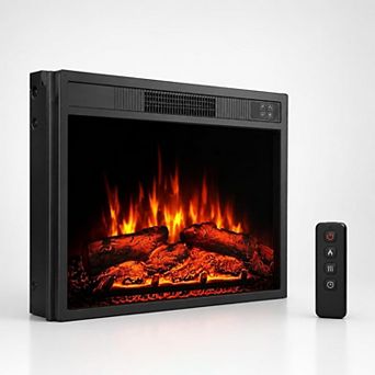 23" Recessed Electric Fireplace Insert with 1500W Heater, 3 Flame Brightness Levels, Remote Control