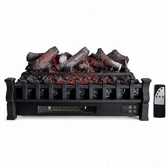 26" Electric Fireplace Logs Heater with Lemon Wood Style Faux Fire Logs, 1500W LED Flame Effect