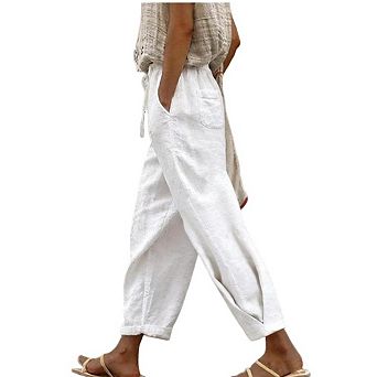 Women's High Waist Comfy Beach Trousers with Pockets Casual Summer Vacation Daily Pants