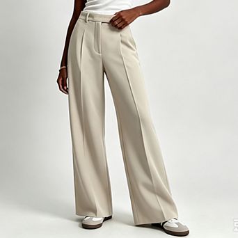 EcoSummer Women Work Pants High Waisted Trousers Front Pleated Palazzo Slacks Formal Casual Outfits