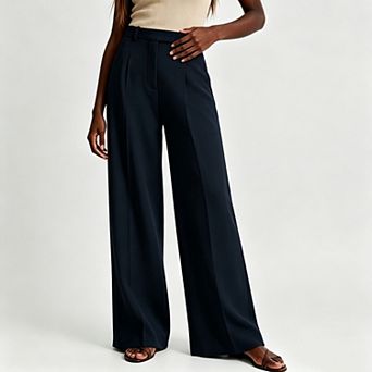 EcoSummer Women Work Pants High Waisted Trousers Front Pleated Palazzo Slacks Formal Casual Outfits