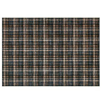 Plaid Grid Pattern Area Rug Machine Washable Non-Slip Low-Pile Soft Carpet for Living Room Bedroom