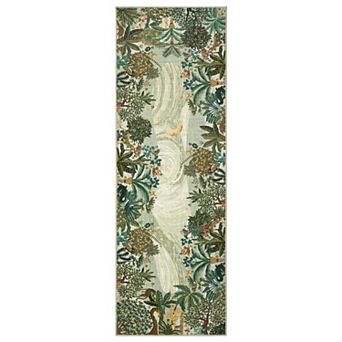 Jungle Animal Botanical Print Area Rug Machine Washable Non‑Shedding Carpet for Living Room Bedroom
