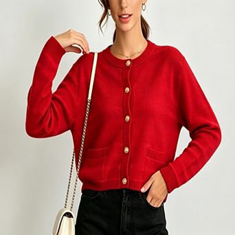 ShopWonder Women's Button Down Cropped Striped Cardigan Sweaters