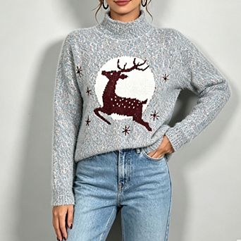 GloryStar Women Christmas Sweaters Christmas Tree Printed Sweatshirt Crew Neck Pullover Sweater