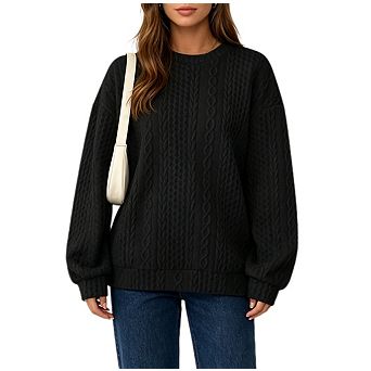 Women's Textured Sweatshirts Crew Neck Long Sleeve Pullover Tops Casual Loose Fit Fall Tops