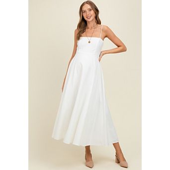 Maternity Linen A-Line Flared Midi Dress